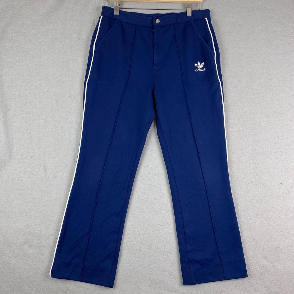 VTG Adidas mens pants S Blue Trefoil Snap zip 70s 80s 31x26.5